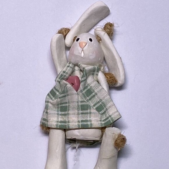 Russ Berri 13900 VTG Country Kin Sculptstone Jointed Bunny Shelf Sitter Figurine - Picture 9 of 9